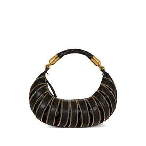 Balmain Curved Black Calfskin Leather Bag - NWT